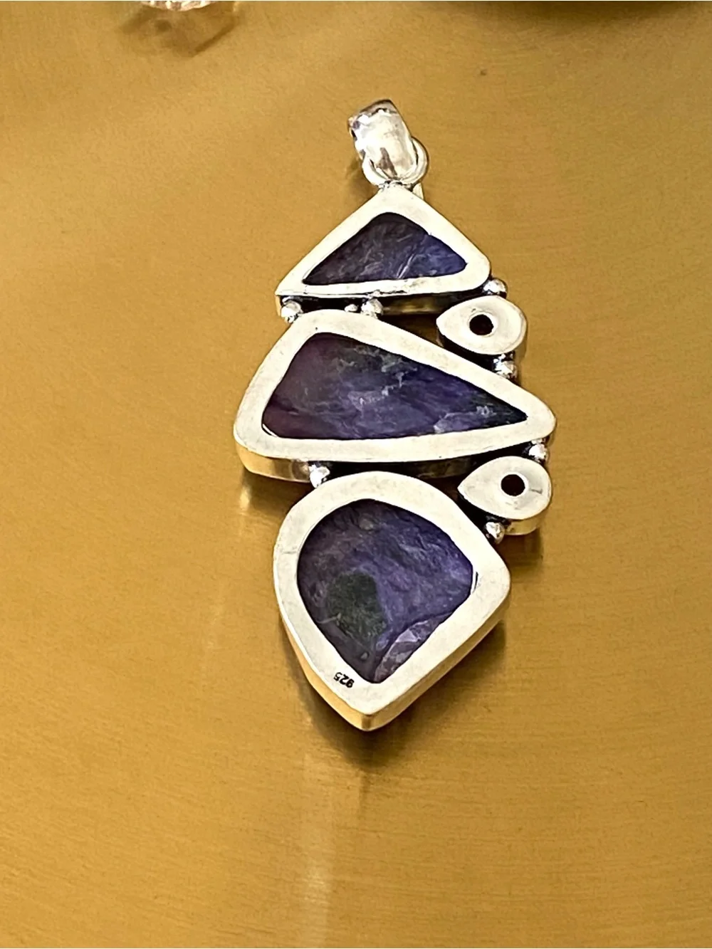 Russian Charoite And Amethyst Hand Crafted Pendant